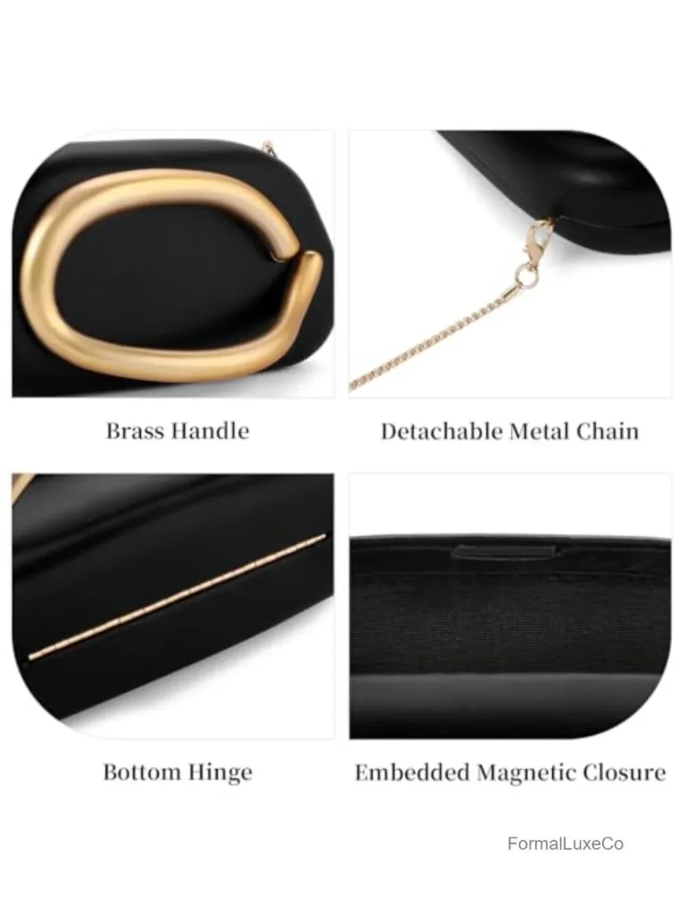 Marble Acrylic and Vegan Leather Evening Clutch Purse with Metal Handle